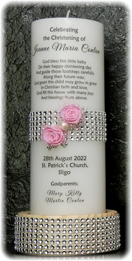 Diamante Band with Rose Christening Large
