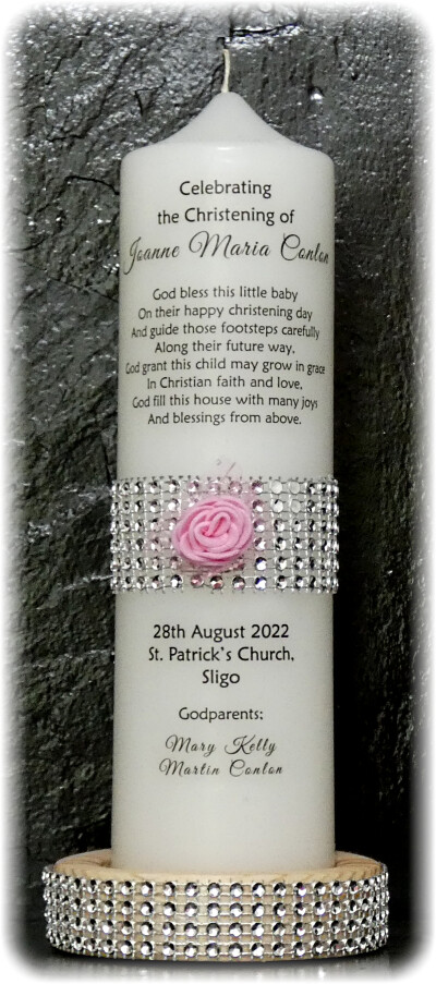 Diamante Band with Rose Christening Medium