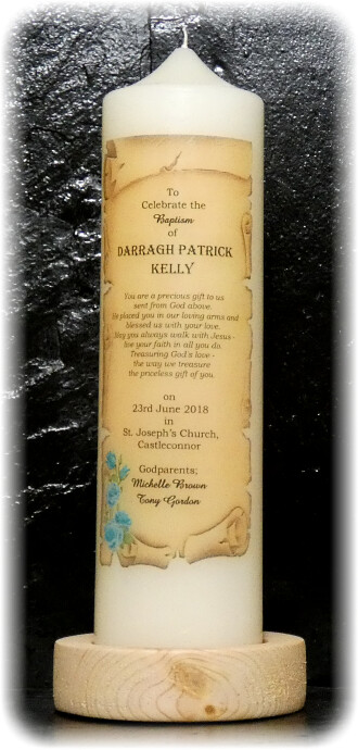 Scroll with Rosebuds Candle Medium