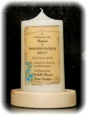 Scroll with Rosebuds Candle Small