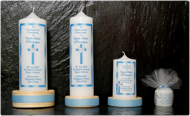 Border, Cross &amp; Dove Christening Candles