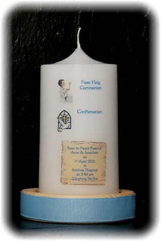 Border, Cross &amp; Dove Candle Small