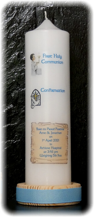 Border, Cross &amp; Dove Candle Medium