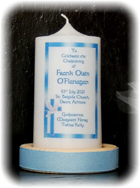 Border, Cross &amp; Dove Candle Small