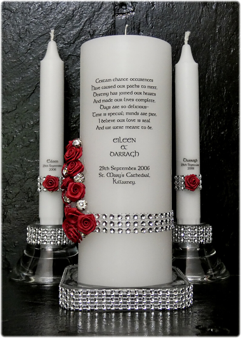 Diamante Band with Roses + Remembrance Candle