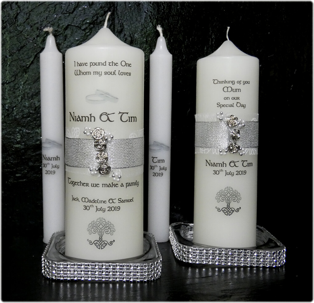 Silver or Gold Band with Rosebuds + Remembrance Candle