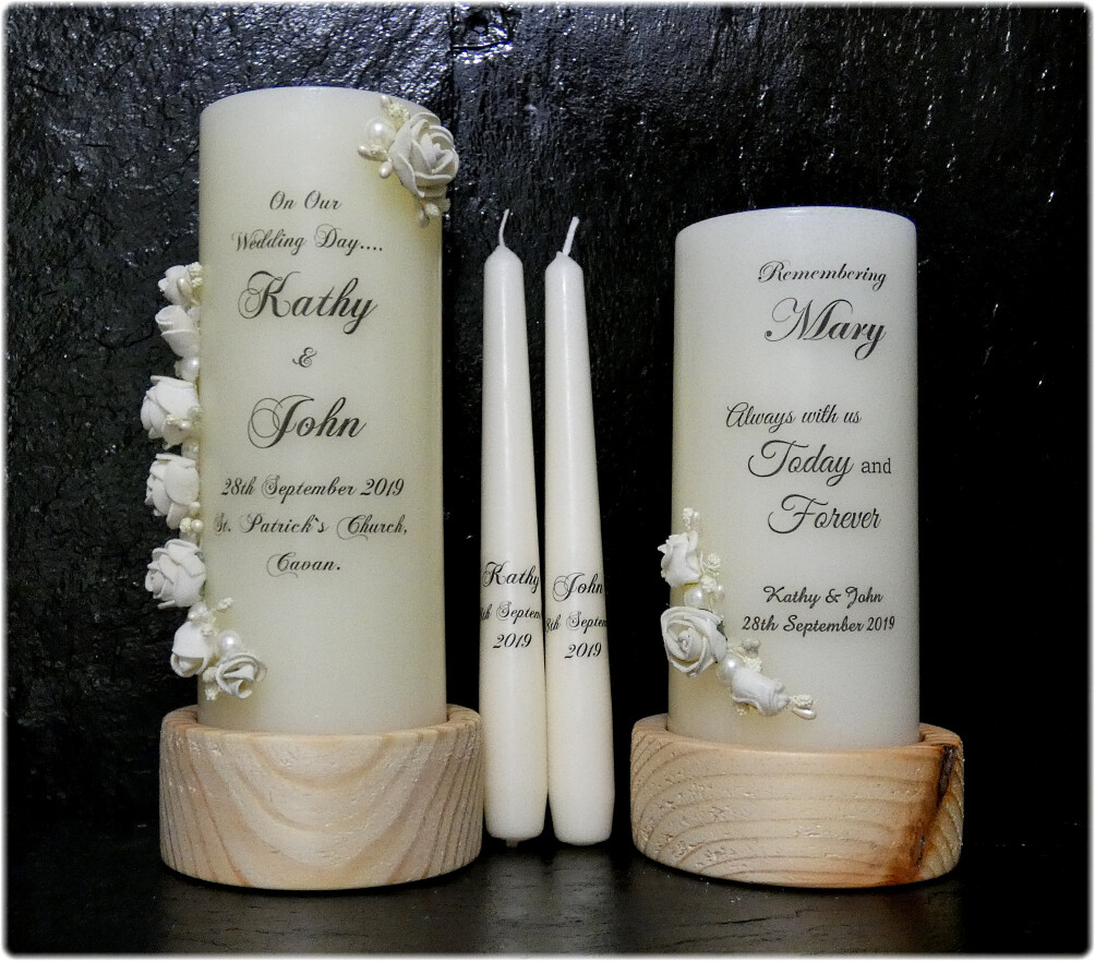 Floral Unity Candle with Remembrance Candle