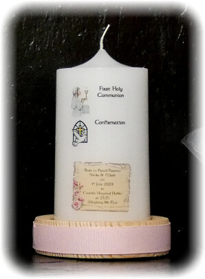 Special Offer Angle Border Christening Candle Small + 5 Favors