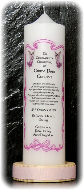 Special Offer Angel Border Christening Candle Medium + 5 Favors