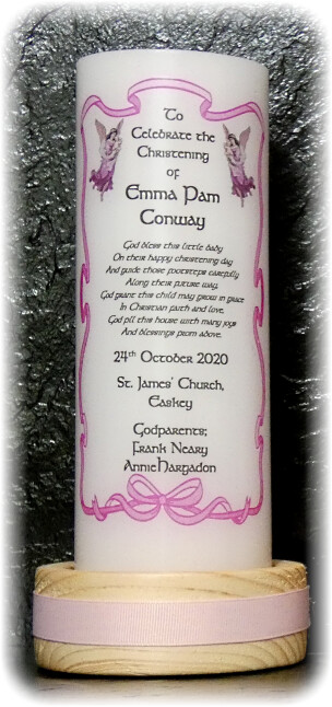 Special Offer Floral Border Christening Candle Large + 5 Favors