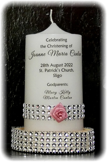 SPECIAL OFFER DIAMANTE BAND WITH ROSES CANDLE SMALL + 5 FAVORS