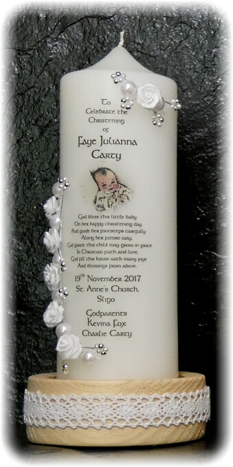 SPECIAL OFFER FLORAL CHRISTENING CANDLE LARGE + 5 FAVORS