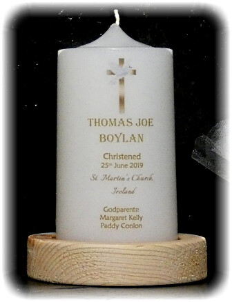 SPECIAL OFFER GOLD/SILVER BAND WITH FLOWER CHRISTENING CANDLE SMALL + 5 FAVORS