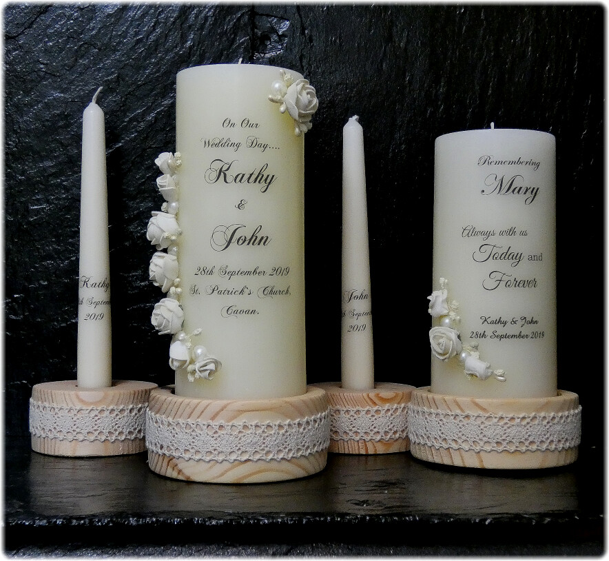 Floral Unity Candle with Remembrance Candle