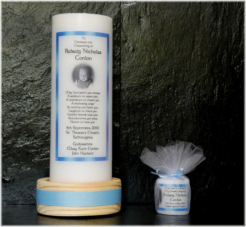Special Offer Border Christening Large Candle + 5 Favours