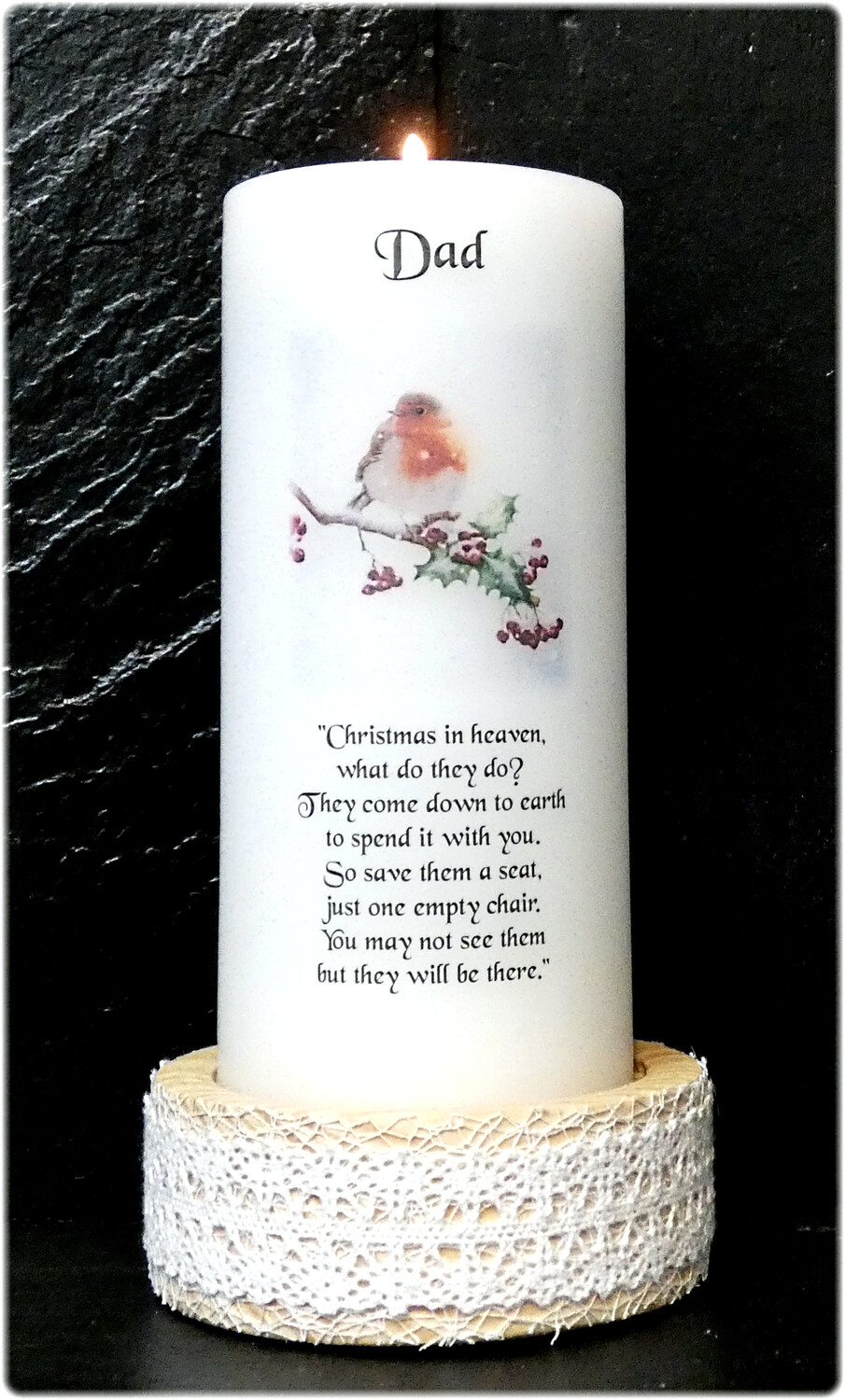 Remembrance / Memorial Candle with Robin
