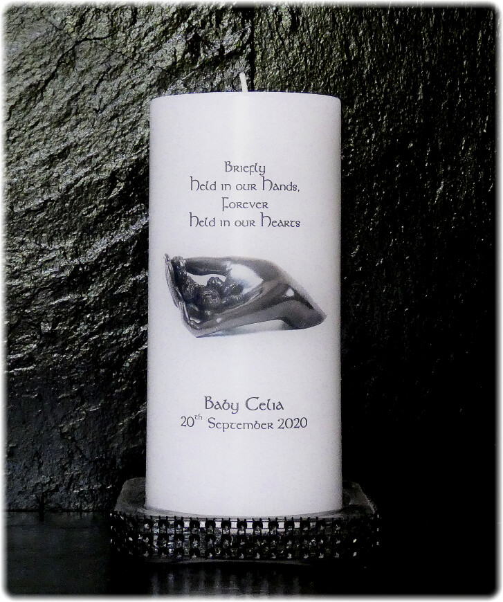 Remembrance / Memorial Candle Sleeping Baby in Hand