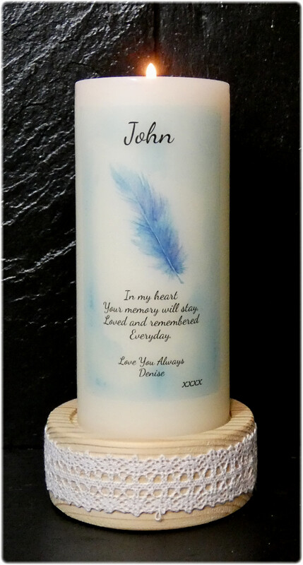Remembrance / Memorial Candle Feather