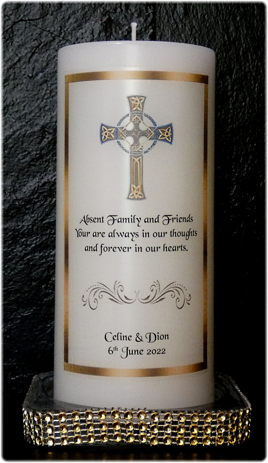 Remembrance / Memorial Candle Celtic Cross with Border