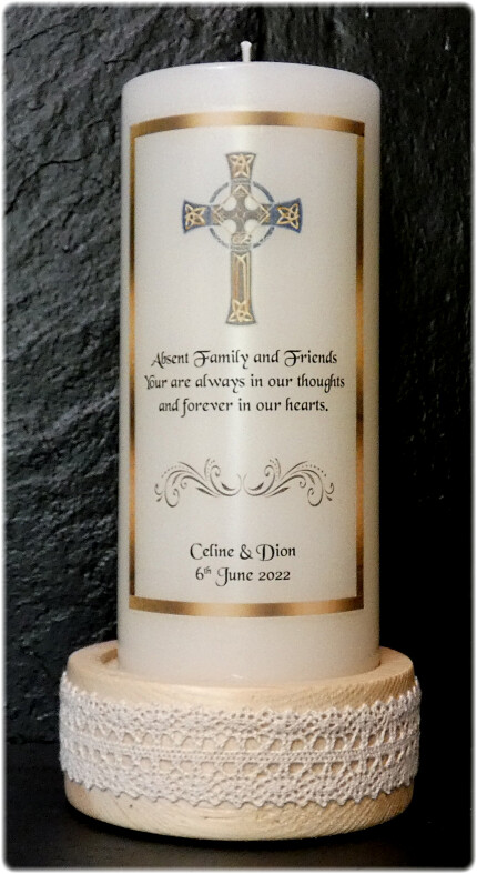 Remembrance / Memorial Candle Celtic Cross with Border