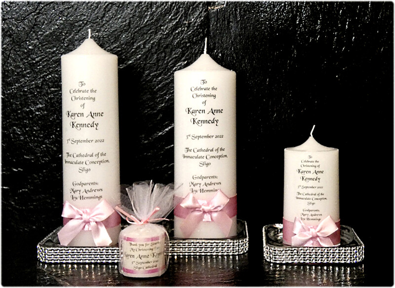 Ribbon &amp; Bow Christening Candle