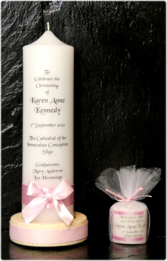Special Offer Ribbon &amp; Bow Christening Candle Medium + 5 Favors