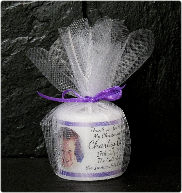 SPECIAL OFFER FLORAL BORDER 2 CHRISTENING CANDLE LARGE + 5 FAVORS