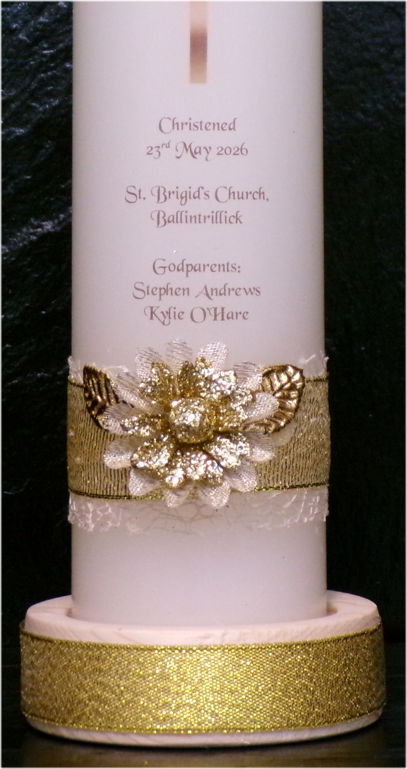 Floral Gold Leaved Christening Medium