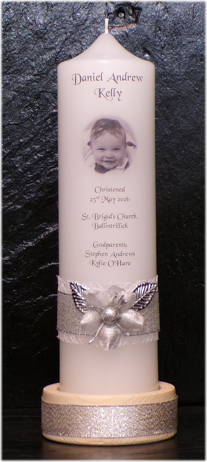 Floral Silver Leaved Christening Medium