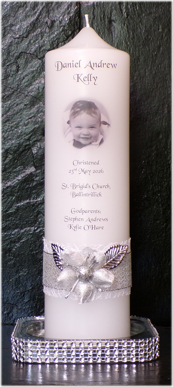 Floral Silver Leaved Christening Medium