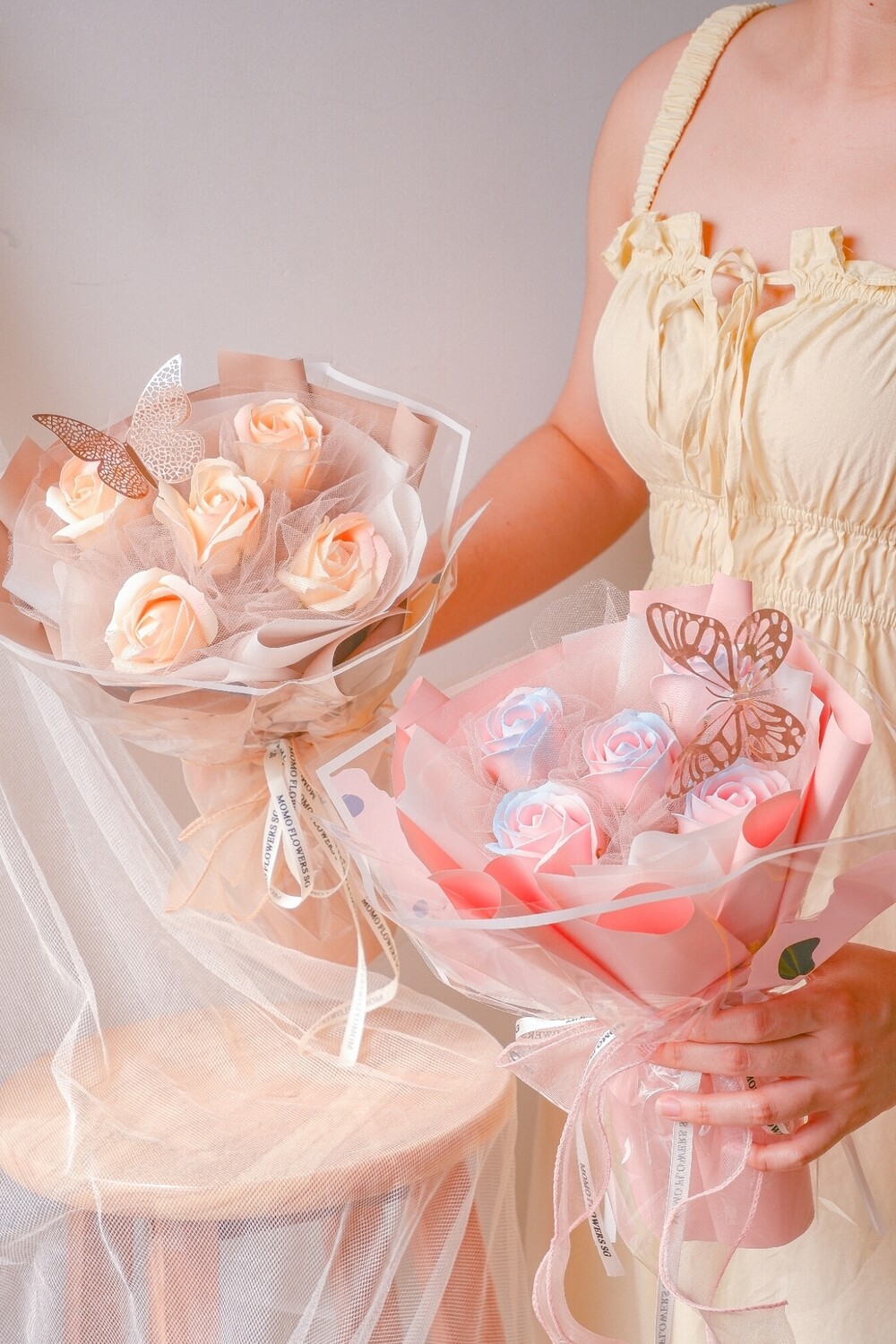 5 Soap Roses Teddy Bouquet