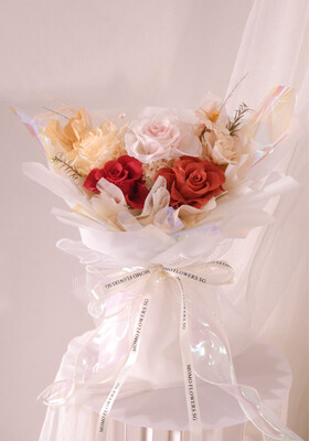 White Rustic Eternal Rose Bouquet