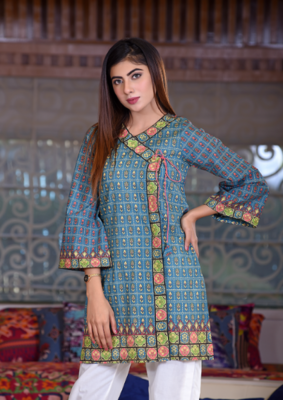 BLUEISH DIGITAL PRINTED KURTI