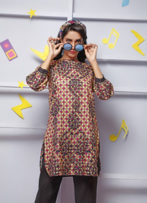 CHECKS PAISLEY DIGITAL PRINTED KURTI