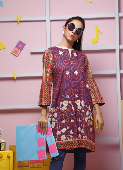 PURPLE DIGITAL PRINTED KURTI