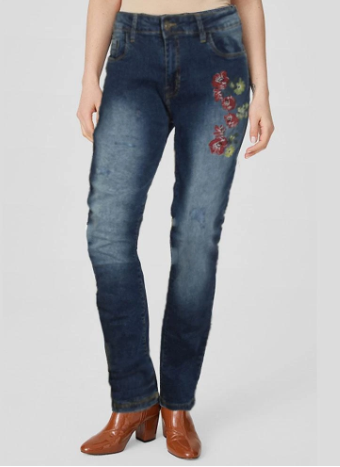 Women's Tomah Slim Fit Embroidered Ripped Denim