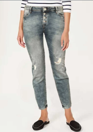 Women's Abihail Straight Fit Distressed Denim