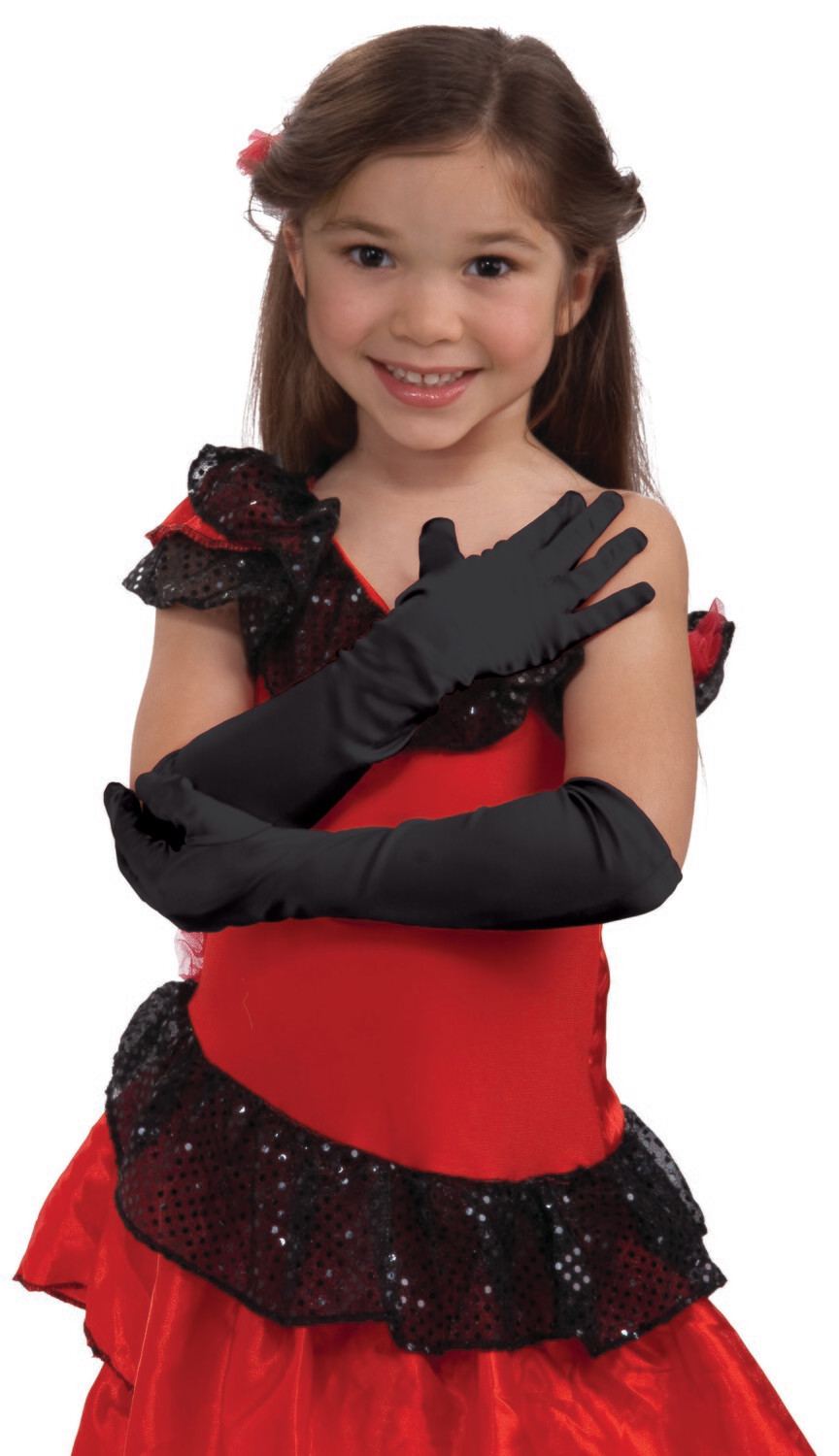 Child Opera Satin Gloves - Black