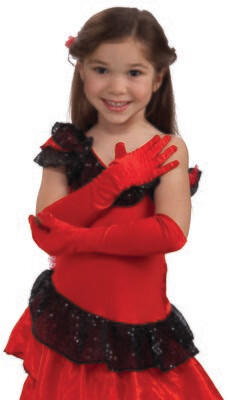 Child Opera Satin Gloves - Red
