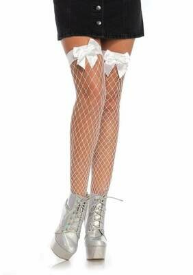 Fence Net Bow Top Thigh Highs