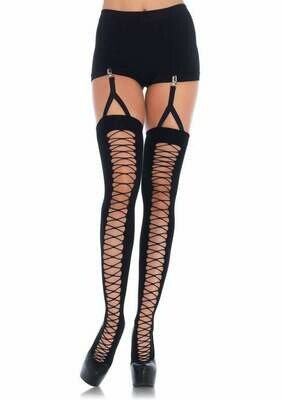 Lace Up Illusion Thigh Highs