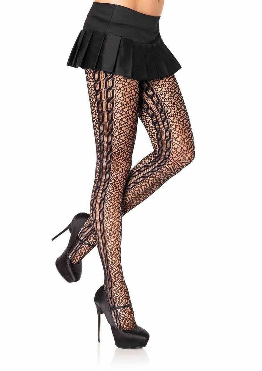 Swirl Net Pantyhose with Braid