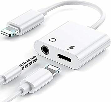 2 IN 1 Headphone Adapter Jack Lightning to 3.5mm AUX Cord Splitter For iPhone