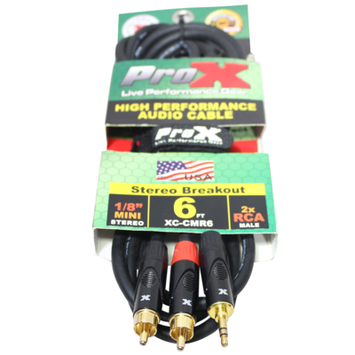 ProX XC-CMR6 6' 1/8" (3.5mm) TRS to Dual RCA-M High Performance Audio Cable
SKU: PRXXCCMR6 MFR: XC-CMR6