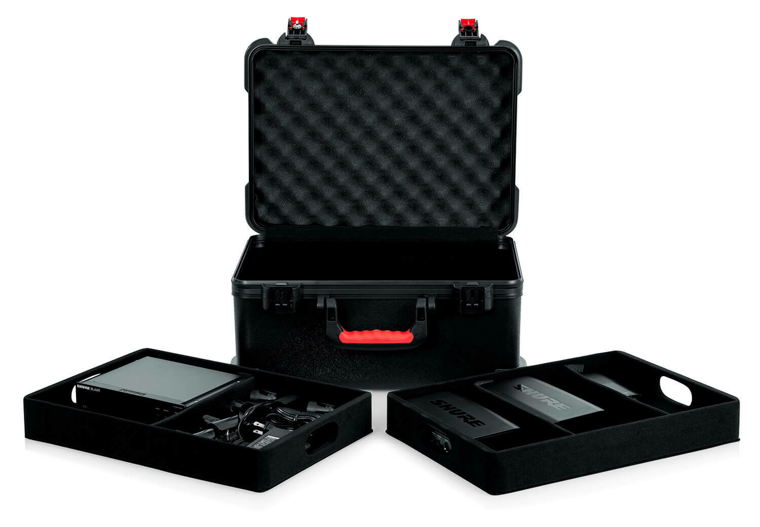 Gator Cases GTSA-MICW7 ATA-Molded Polyethylene Case with 2 Lift-Out Trays for up to 7 Wireless Microphones & Accessories #GAGTSAMICW7 MFR #GTSA-MICW7