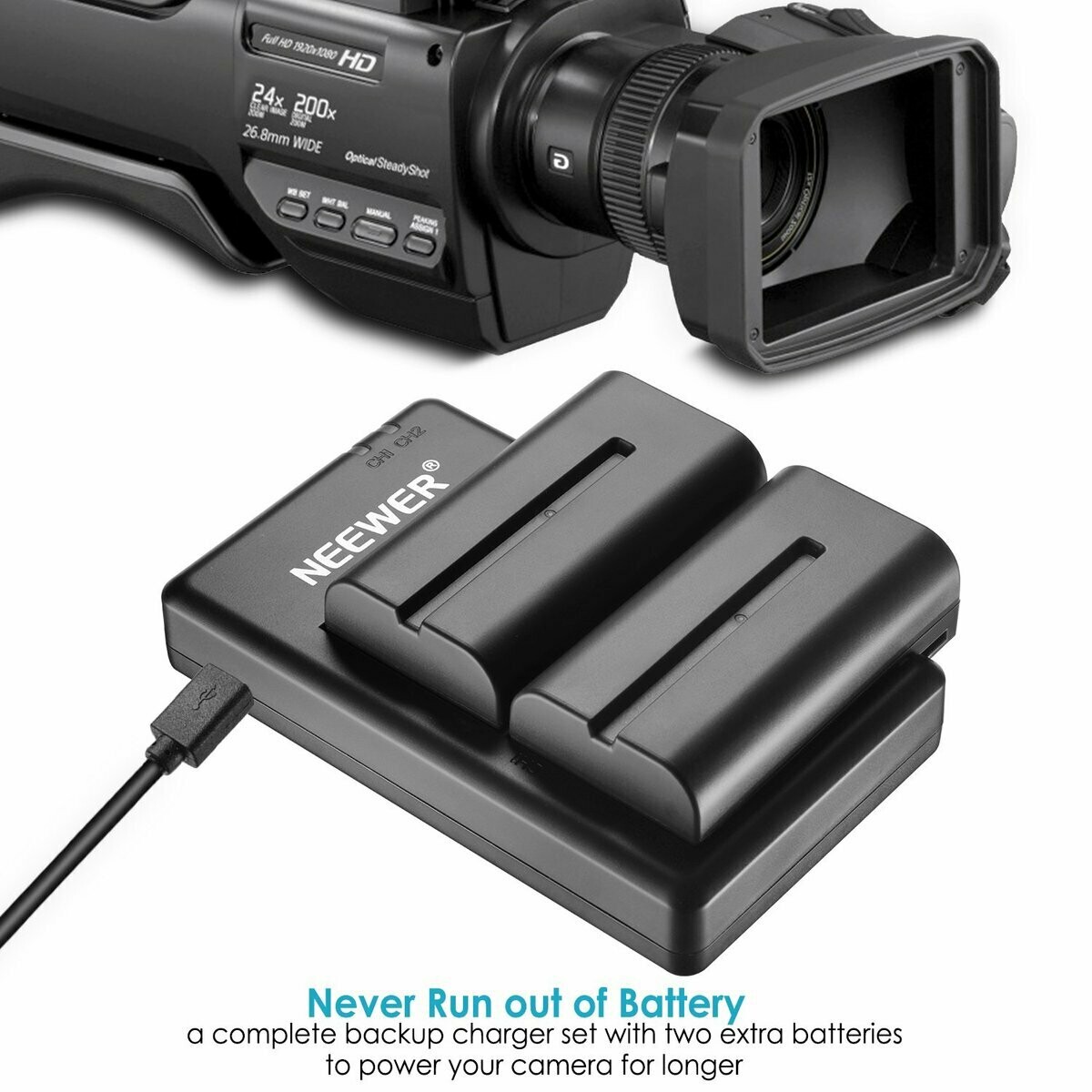 Neewer NP-F550 Battery Charger Set for Sony