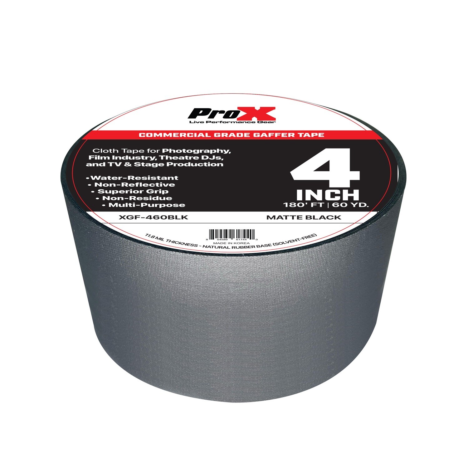ProX XGF-460BLK 4 Inch 180FT 60YD Matte Black Commercial Grade Gaffer Tape Pros Choice Non-Residue