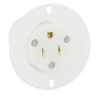 Leviton 5279 15 Amp, 125 Volt, Straight Blade Flanged Inlet Receptacle, Industrial Grade