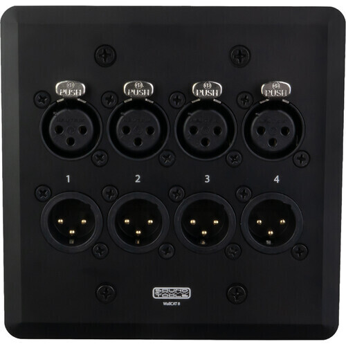 SoundTools WallCAT WC851-B Two-Gang Wall Plate with Four Male &amp; Four Female XLR Connectors (Black)