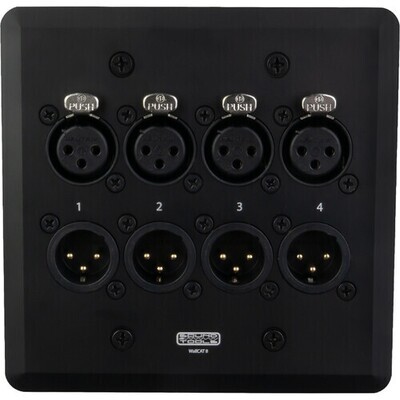 SoundTools WallCAT WC851-B Two-Gang Wall Plate with Four Male & Four Female XLR Connectors (Black)